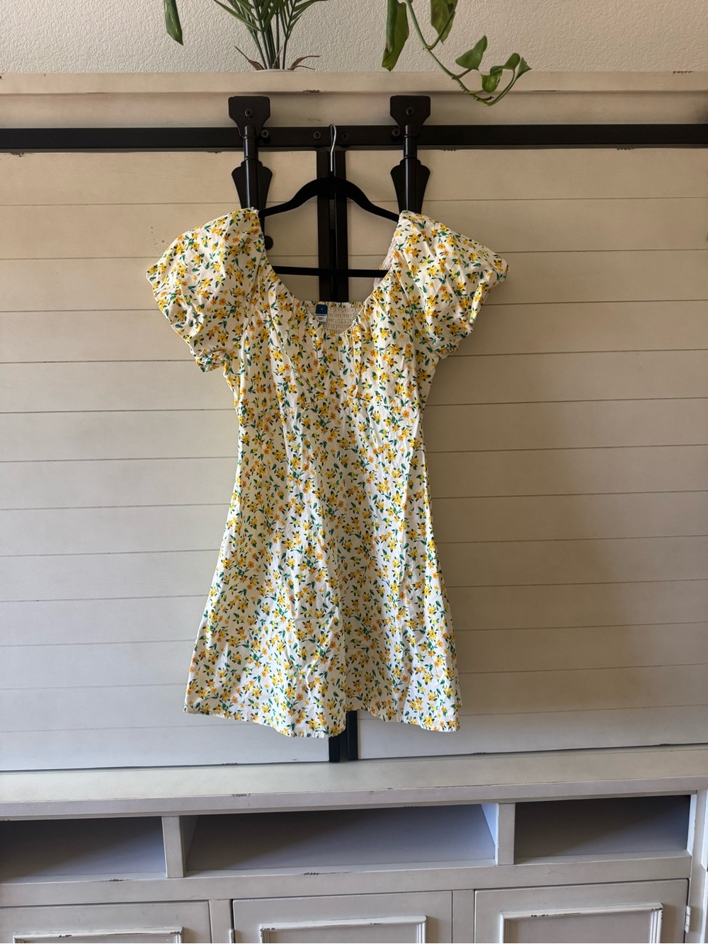Old Navy White and Yellow Floral Smocked Top